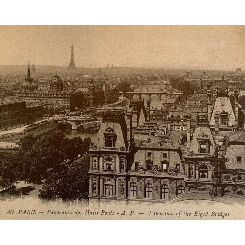Antique Early 1900s Ephemera Carte Postale 40 Paris, FR Panorama des Haits Pont